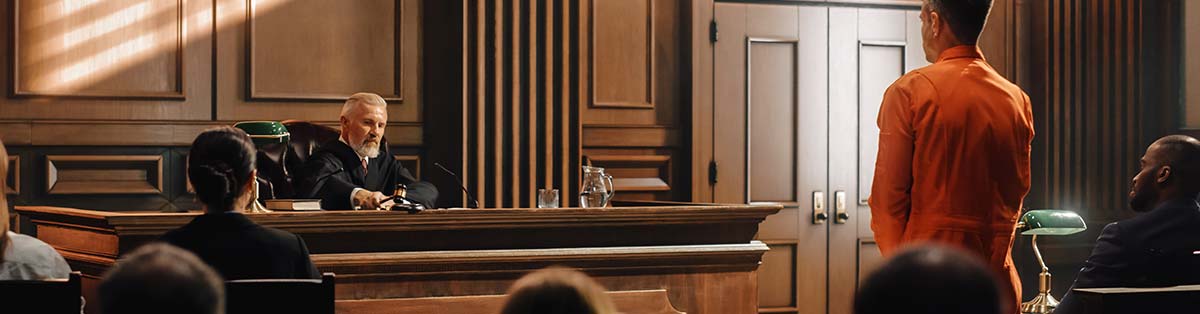 Criminal Defendant Standing Before Judge in Court